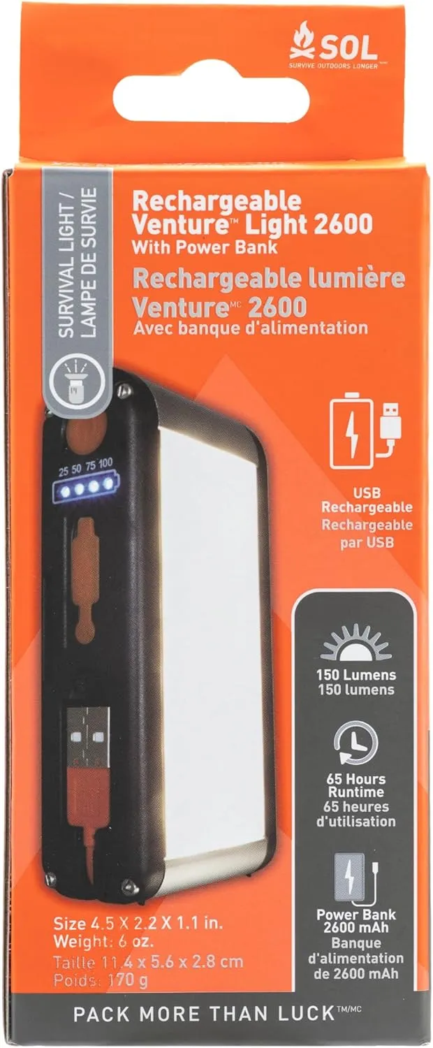 S.O.L. Survive Outdoors Longer S.O.L. Venture Light 2600 Recharge with Power Bank