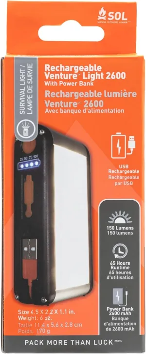 S.O.L. Survive Outdoors Longer S.O.L. Venture Light 2600 Recharge with Power Bank