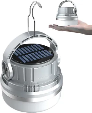 Solar Camping Lights 6 Brightness Camping Lantern Portable Tent Light with Hook ＆ Power Display Waterproof ＆ Rechargeable Led Camp Light for Outage, Hurricane, Emergency Camping Lantern