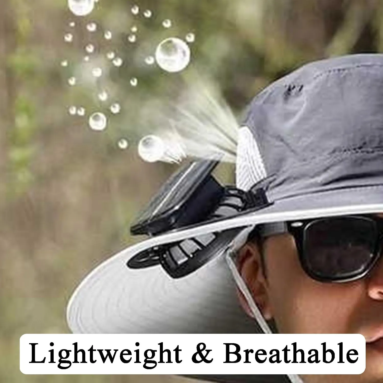 Solar Fan Hat Outdoor, Wide Brim Sun Hat with 2 Solar Fans, 2025 UPF 50  Bucket Sun Hat for Men Women, Solar Powered