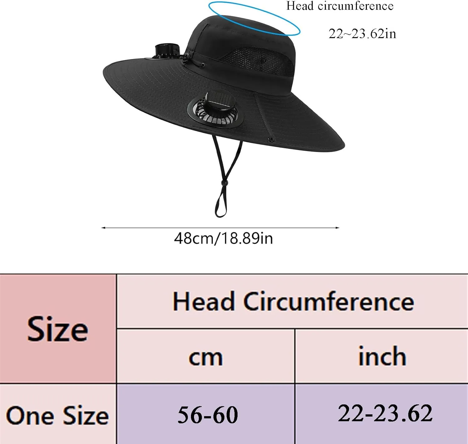 Solar Fan Hat Outdoor, Wide Brim Sun Hat with 2 Solar Fans, 2025 UPF 50  Bucket Sun Hat for Men Women, Solar Powered