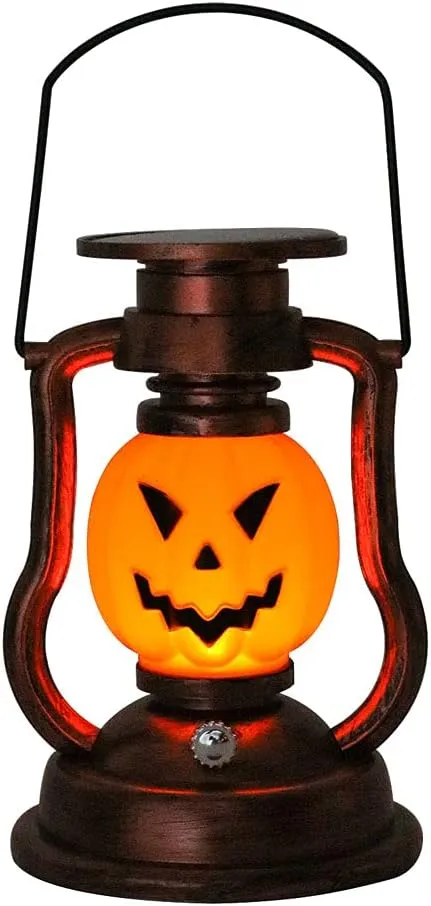 Solar Halloween Light Up Pumpkin Lanterns Decorations Retro Portable Camping Kerosene Lamp Solar Halloween Lantern
