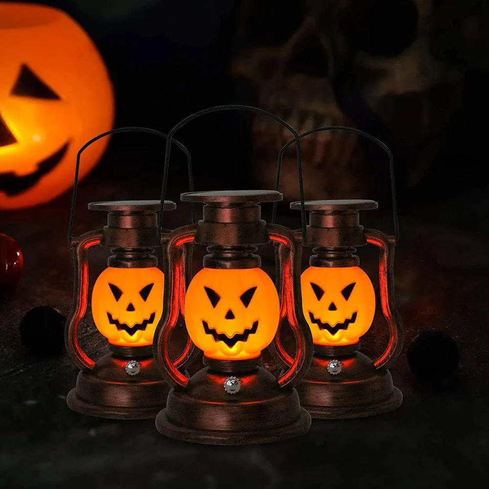 Solar Halloween Light Up Pumpkin Lanterns Decorations Retro Portable Camping Kerosene Lamp Solar Halloween Lantern