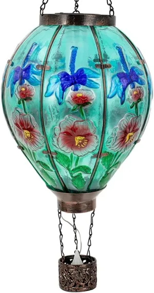 Solar Hot Air Balloon Lantern with Flame, Large Dragonfly Solar Lanterns Outdoor Waterproof, Hanging Hot Air Balloon Decor, Outdoor Lanterns for Yard Farmhouse