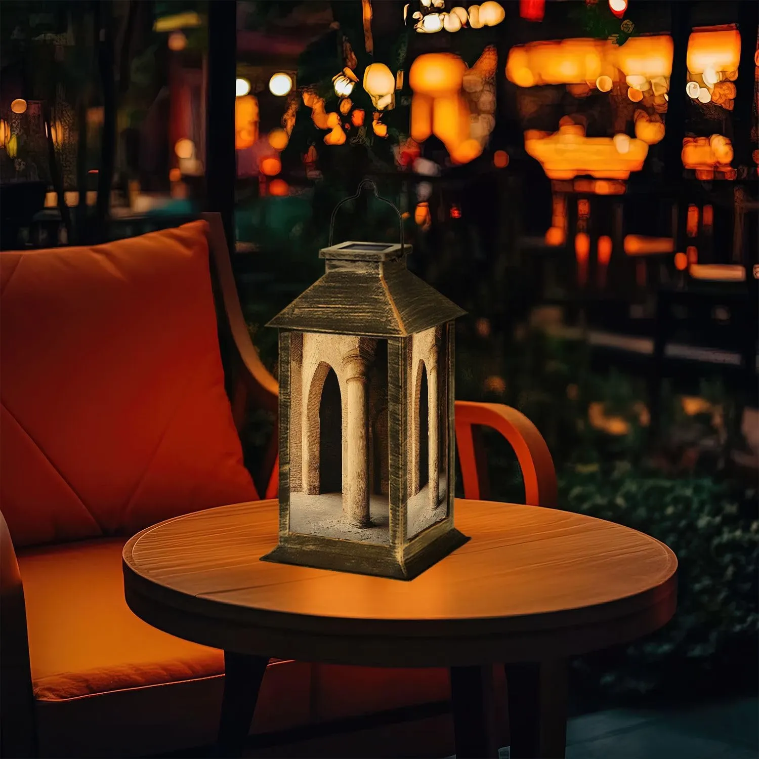 Solar Lantern Abbey San Galgano Outdoor Garden Hanging Lantern Waterproof Solar Powered Lighting Outside Table Lamp for Deck Yard Camping Patio Decor