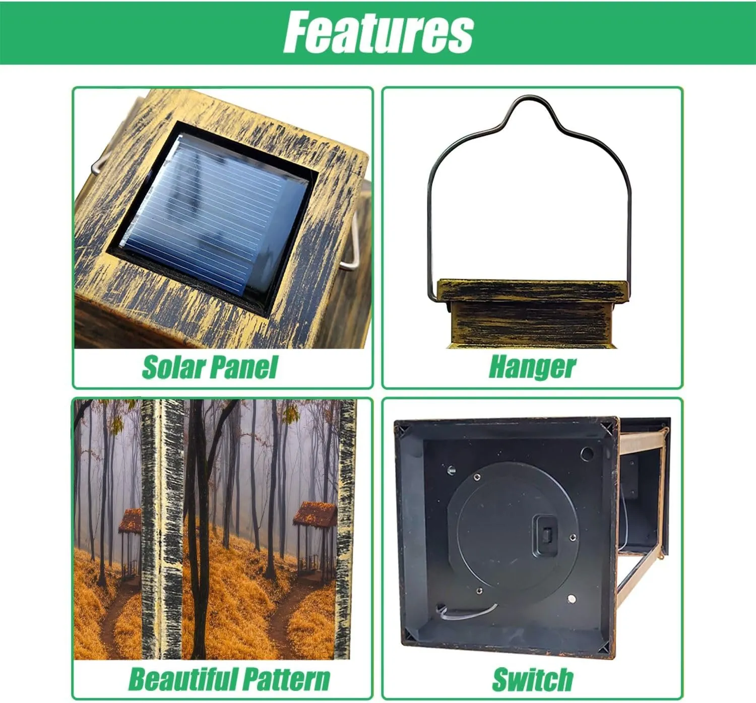 Solar Lantern Eco Path Outdoor Garden Hanging Lantern Waterproof Solar Powered Lighting Outside Table Lamp for Deck Yard Camping Patio Decor