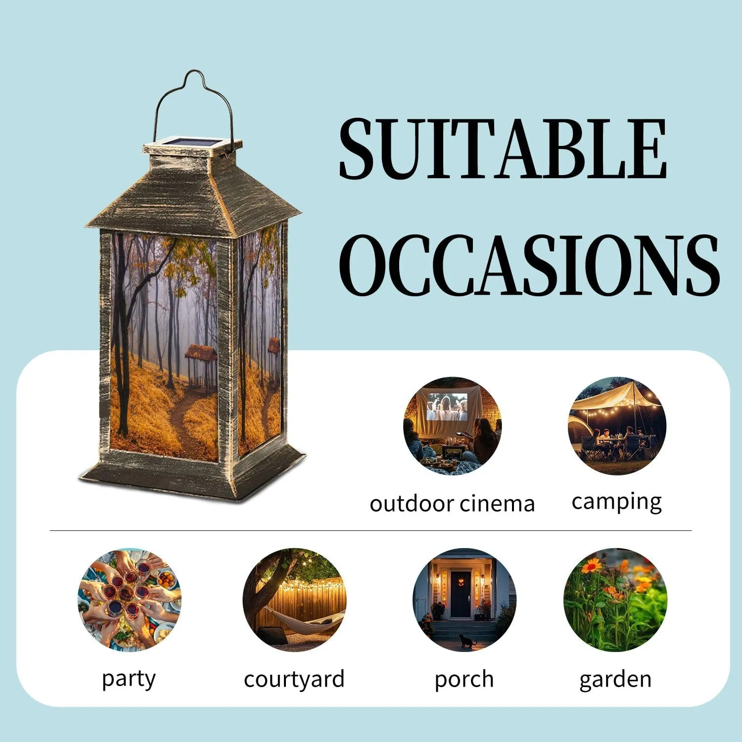Solar Lantern Eco Path Outdoor Garden Hanging Lantern Waterproof Solar Powered Lighting Outside Table Lamp for Deck Yard Camping Patio Decor