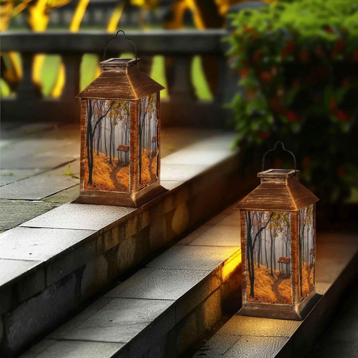 Solar Lantern Eco Path Outdoor Garden Hanging Lantern Waterproof Solar Powered Lighting Outside Table Lamp for Deck Yard Camping Patio Decor