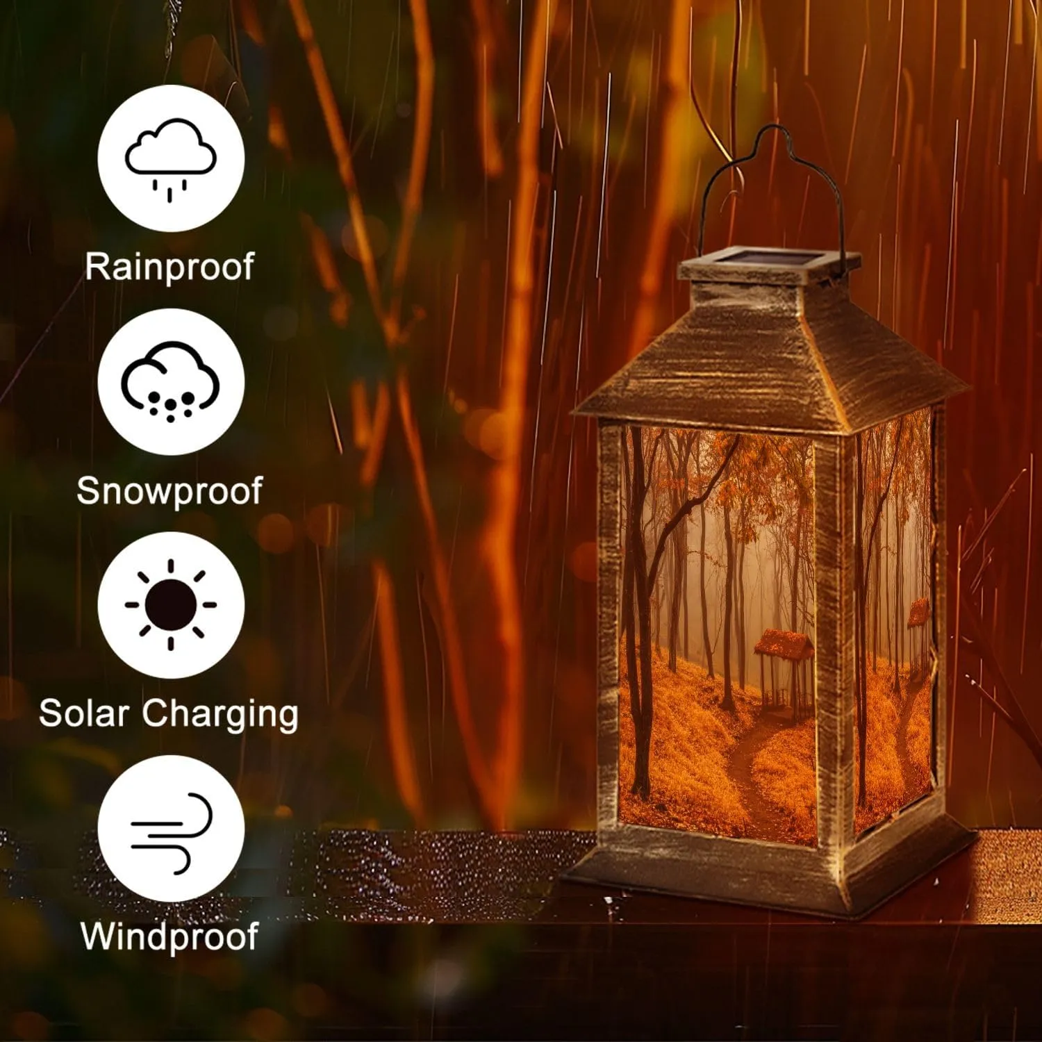 Solar Lantern Eco Path Outdoor Garden Hanging Lantern Waterproof Solar Powered Lighting Outside Table Lamp for Deck Yard Camping Patio Decor