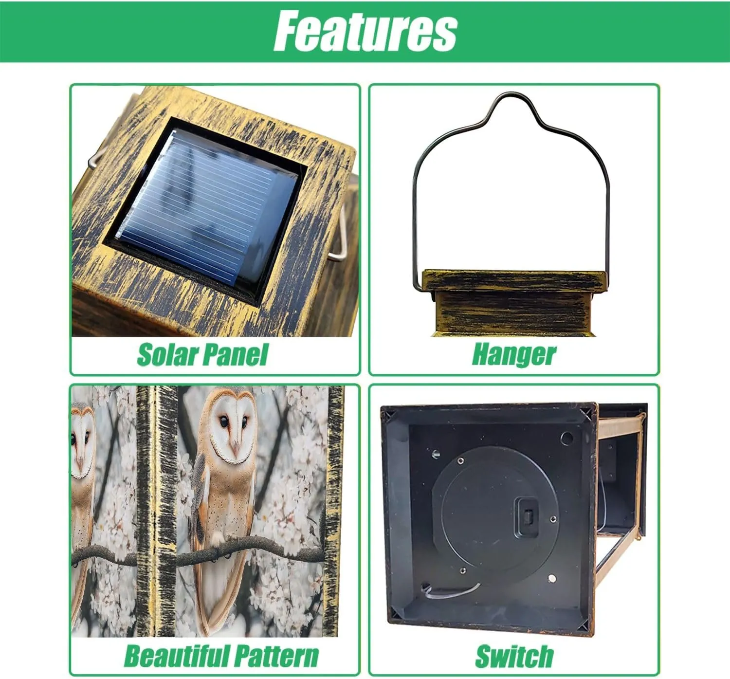 Solar Lantern Fine Art Portrait Barn owl Among Flowers Tyto alba Outdoor Garden Hanging Lantern Waterproof Solar Powered Lighting Outside Table Lamp for Deck Yard Camping Patio Decor