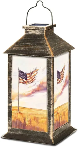 Solar Lantern Melancholy Resilient Flag Art Prairie Sunset Theme Outdoor Waterproof Garden Hanging Lantern Solar Powered Lighting Outside Table Lamp for Patio Deck Camping 1 Pack