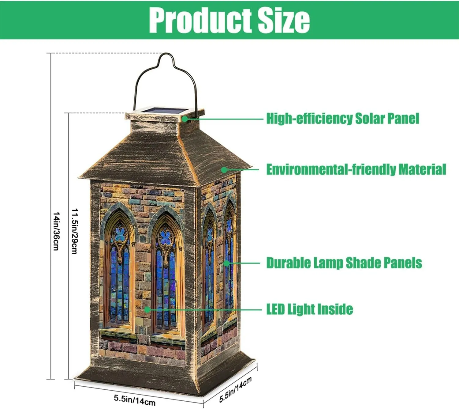 Solar Lantern Old Medieval Abbey Outdoor Garden Hanging Lantern Waterproof Solar Powered Lighting Outside Table Lamp for Deck Yard Camping Patio Decor