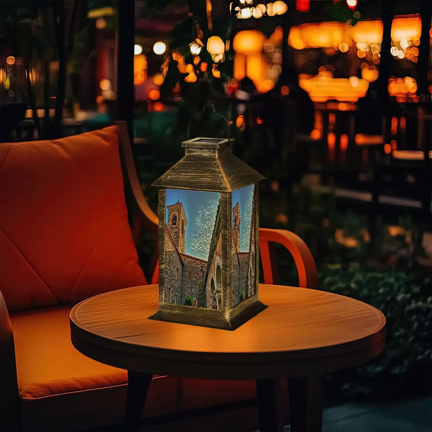 Solar Lantern Old Medieval Abbey Outdoor Garden Hanging Lantern Waterproof Solar Powered Lighting Outside Table Lamp for Deck Yard Camping Patio Decor