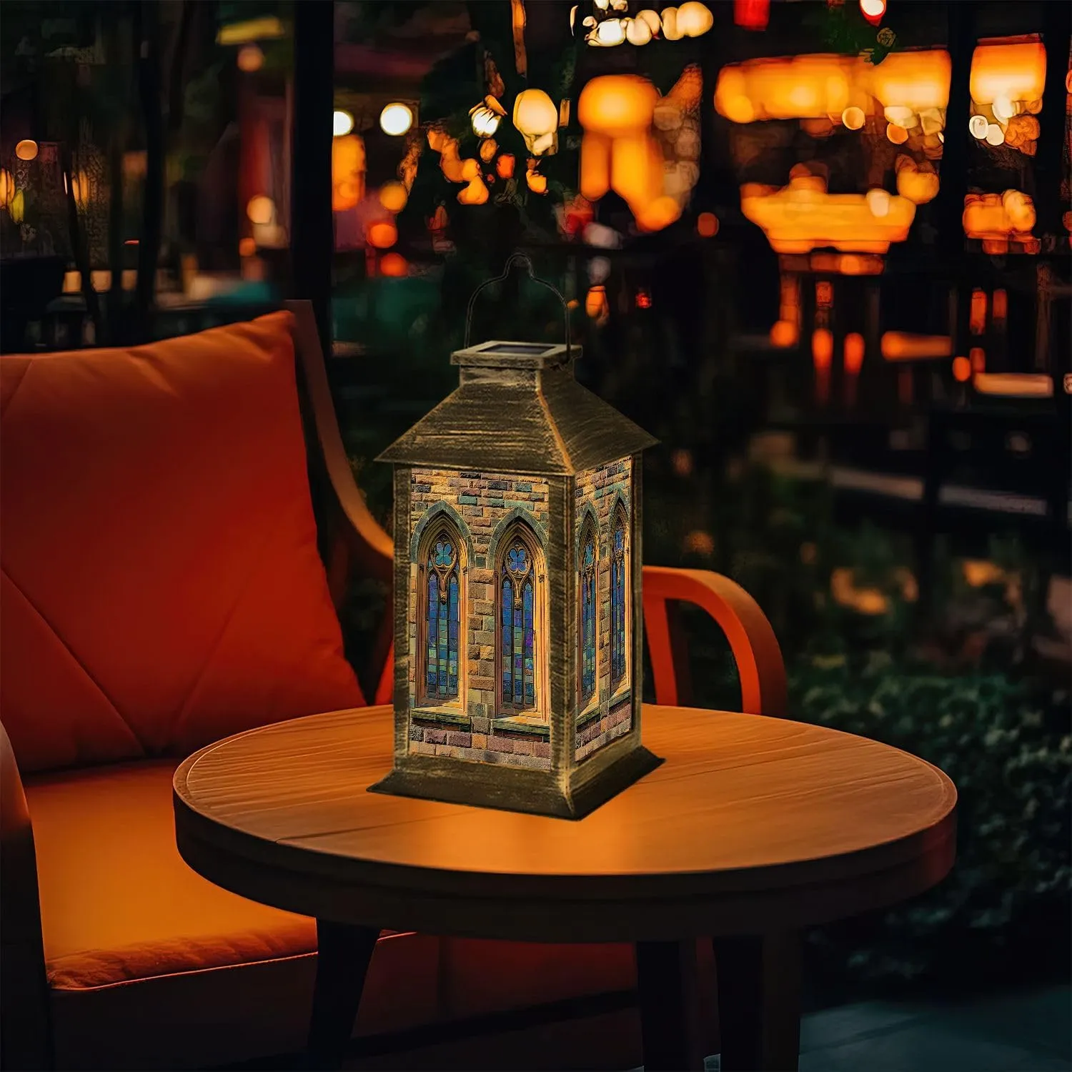 Solar Lantern Old Medieval Abbey Outdoor Garden Hanging Lantern Waterproof Solar Powered Lighting Outside Table Lamp for Deck Yard Camping Patio Decor