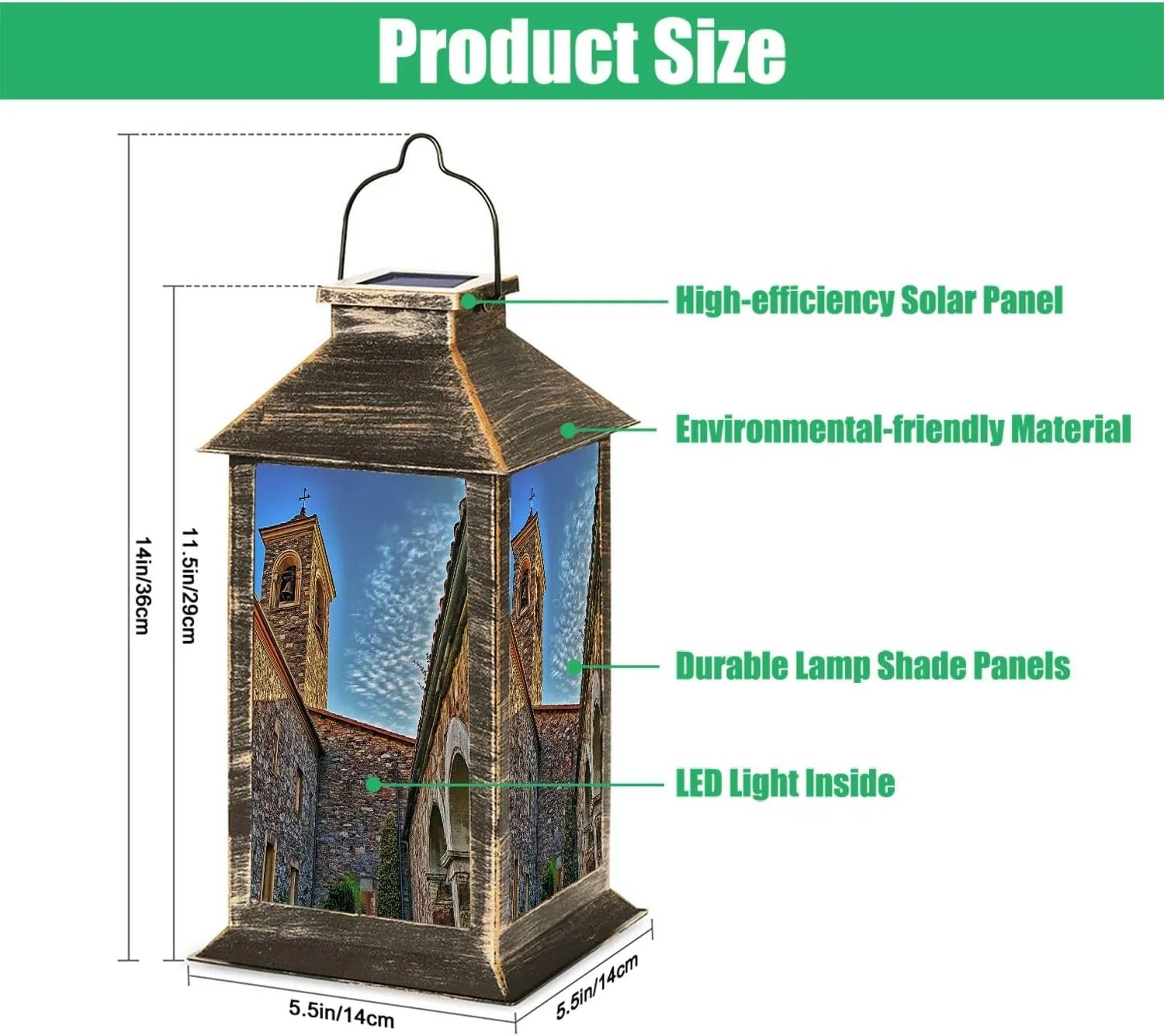 Solar Lantern Old Medieval Abbey Outdoor Garden Hanging Lantern Waterproof Solar Powered Lighting Outside Table Lamp for Deck Yard Camping Patio Decor