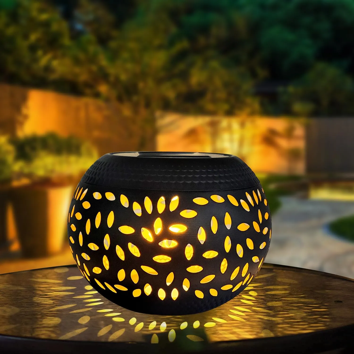 Solar Lantern Outdoor Patio Decor - Solar Lanterns Outdoor Waterproof,Hollow Out Retro Metal Table Lights,Yard Porch Garden Balcony Desk Bedroom Tabletop Decorations Indoor Outside