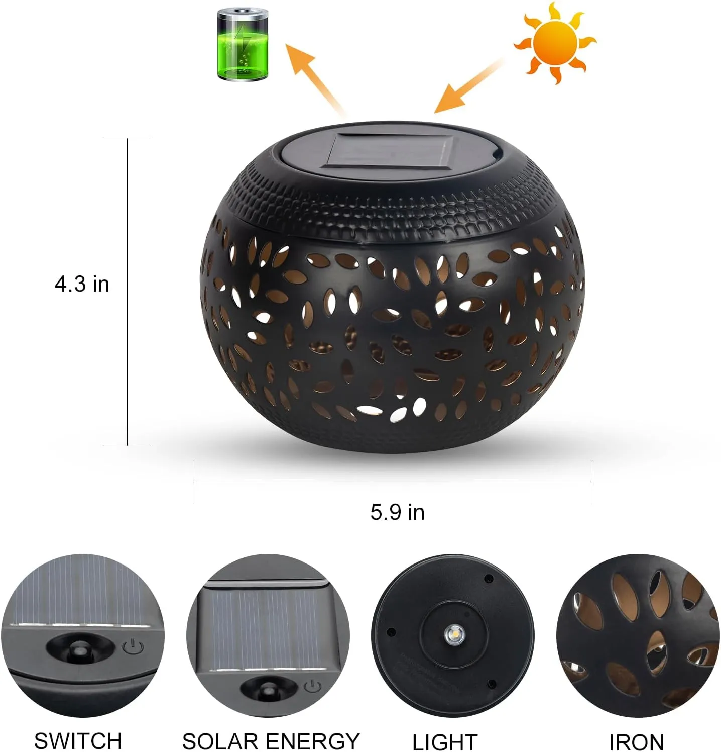Solar Lantern Outdoor Patio Decor - Solar Lanterns Outdoor Waterproof,Hollow Out Retro Metal Table Lights,Yard Porch Garden Balcony Desk Bedroom Tabletop Decorations Indoor Outside