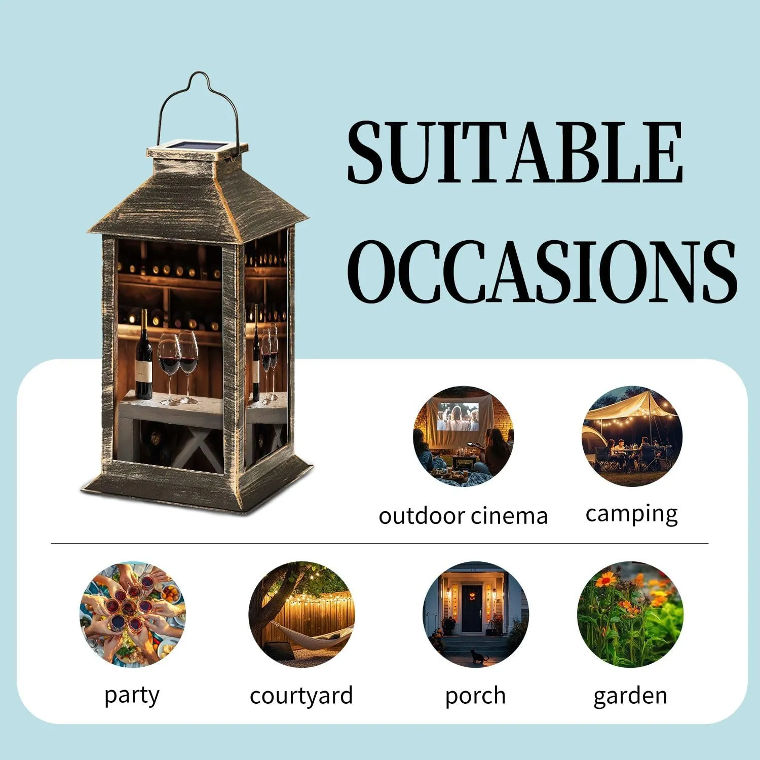 Solar Lantern Red White Wine Stemware Rack Vt Outdoor Waterproof Garden Hanging Lantern Solar Powered Lighting Outside Table Lamp for Patio Deck Camping 1 Pack
