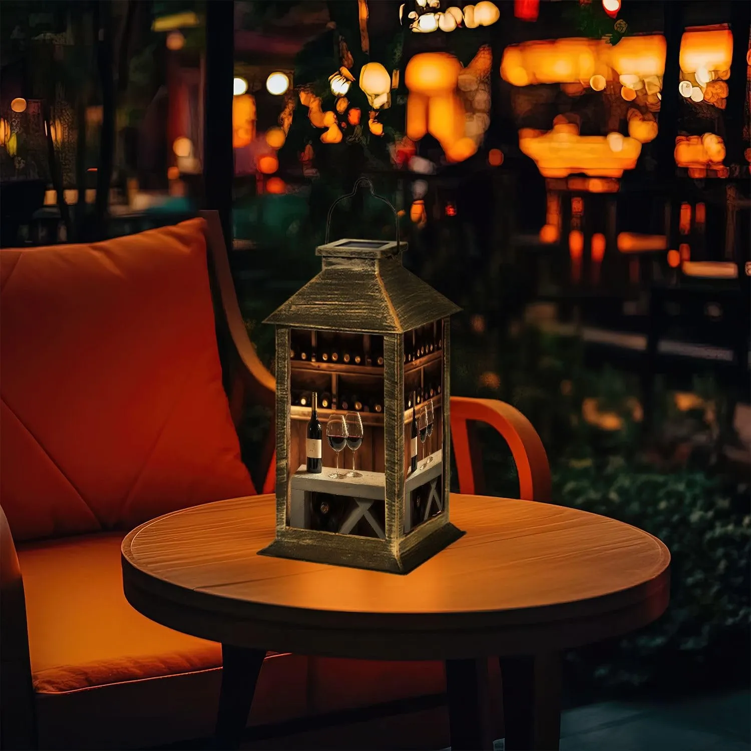 Solar Lantern Red White Wine Stemware Rack Vt Outdoor Waterproof Garden Hanging Lantern Solar Powered Lighting Outside Table Lamp for Patio Deck Camping 1 Pack
