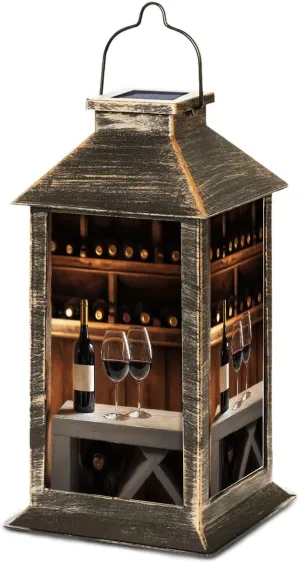Solar Lantern Red White Wine Stemware Rack Vt Outdoor Waterproof Garden Hanging Lantern Solar Powered Lighting Outside Table Lamp for Patio Deck Camping 1 Pack