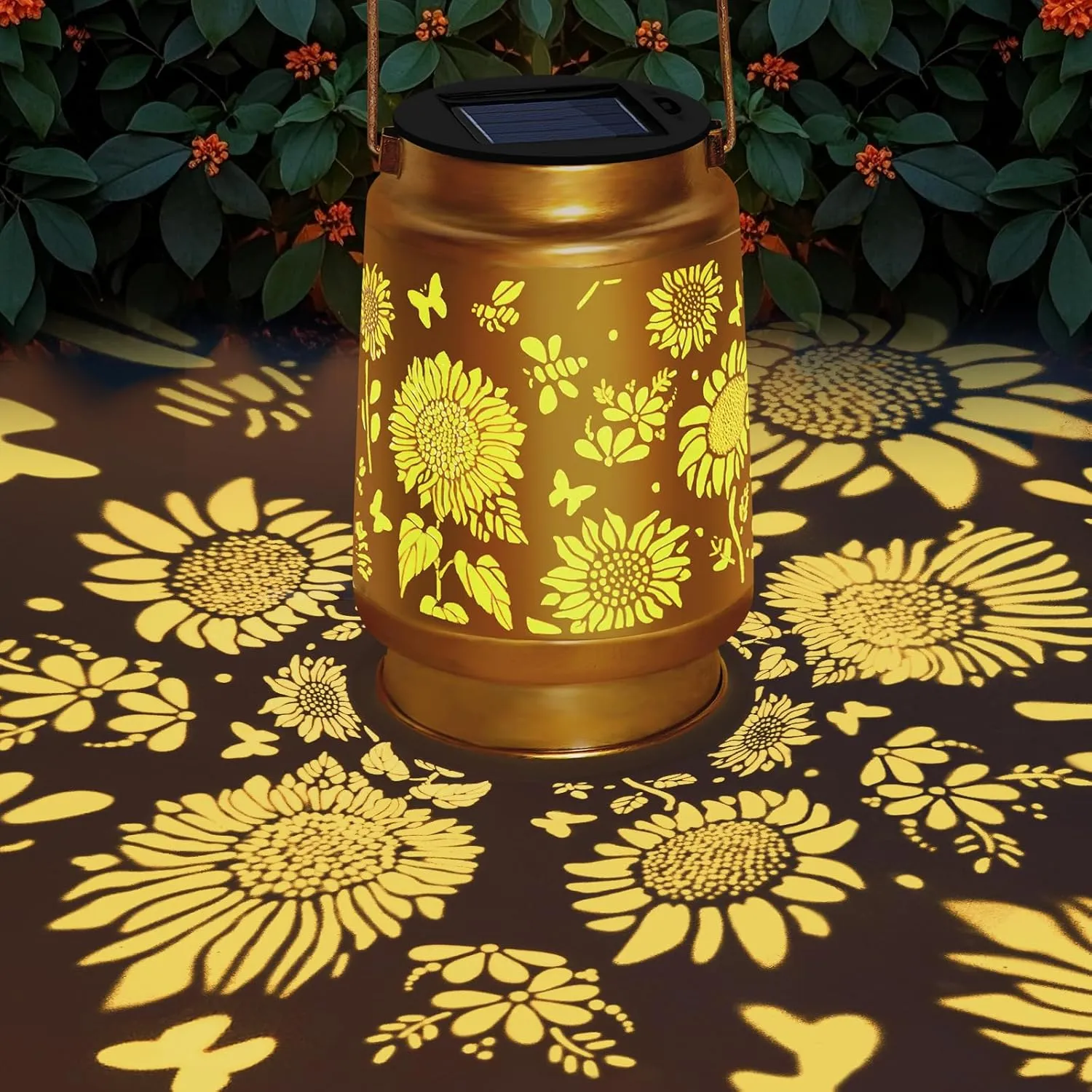 Solar Lanterns Outdoor Waterproof Hanging Solar Lights, Sunflower Garden Decor, Hanging Metal Garden Lights for Yard Patio Lawn Landscape, Birthday Gifts for Women Mom,Grandma, Mothers Day