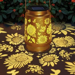 Solar Lanterns Outdoor Waterproof Hanging Solar Lights, Sunflower Garden Decor, Hanging Metal Garden Lights for Yard Patio Lawn Landscape, Birthday Gifts for Women Mom,Grandma, Mothers Day