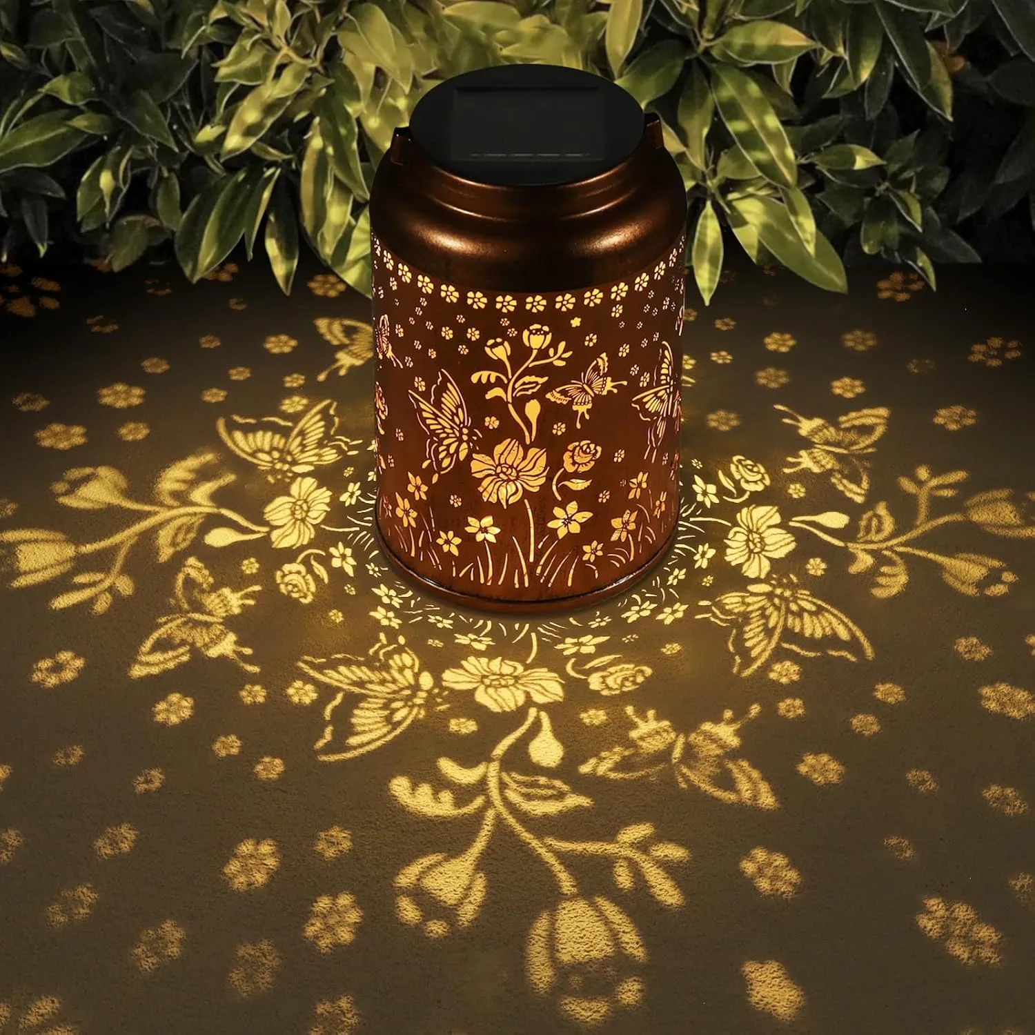 Solar Lanterns Outdoor Waterproof Hummingbird Garden Decor Christmas Gifts for Women Mom Grandma Hanging Lights Metal Solar Decoration Outside for Yard, Patio,Backyard,Porch(Butterfly and Sunflower)