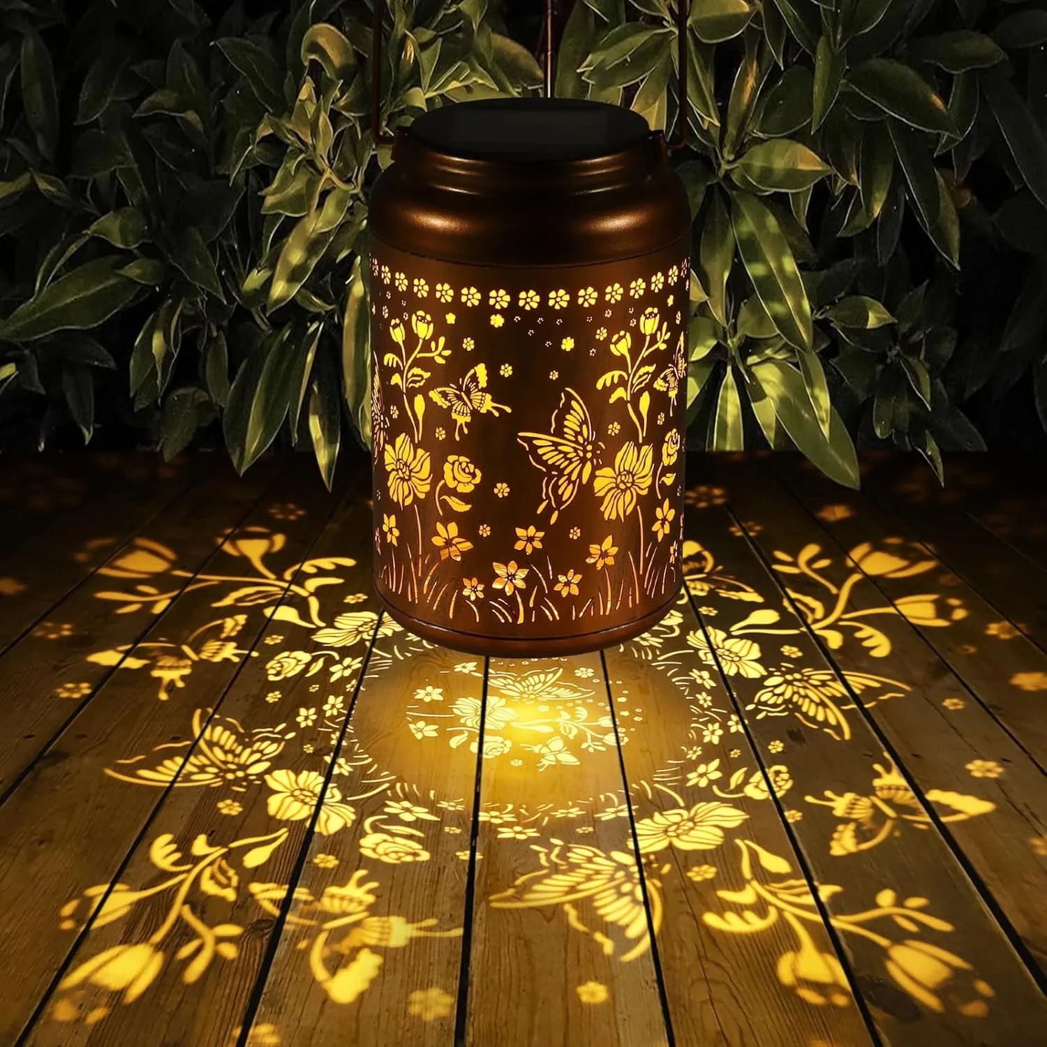 Solar Lanterns Outdoor Waterproof Hummingbird Garden Decor Christmas Gifts for Women Mom Grandma Hanging Lights Metal Solar Decoration Outside for Yard, Patio,Backyard,Porch(Butterfly and Sunflower)