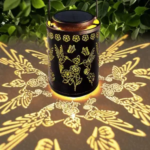 Solar Lights Outdoor Waterproof, New Upgraded Solar Hummingbird Lantern Hanging Metal Garden Decor for Yard, Patio, Fence, Porch, Pathway Decoration, Ideal Gift for Women, Mom, Grandma