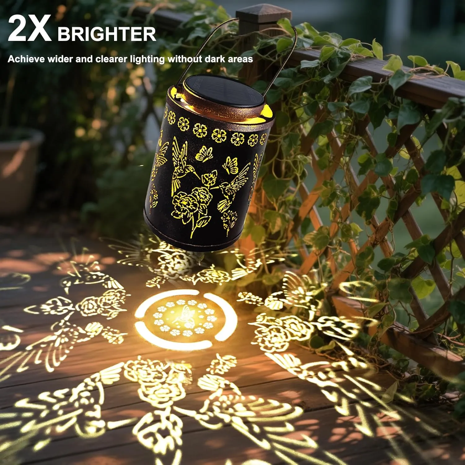 Solar Lights Outdoor Waterproof, New Upgraded Solar Hummingbird Lantern Hanging Metal Garden Decor for Yard, Patio, Fence, Porch, Pathway Decoration, Ideal Gift for Women, Mom, Grandma