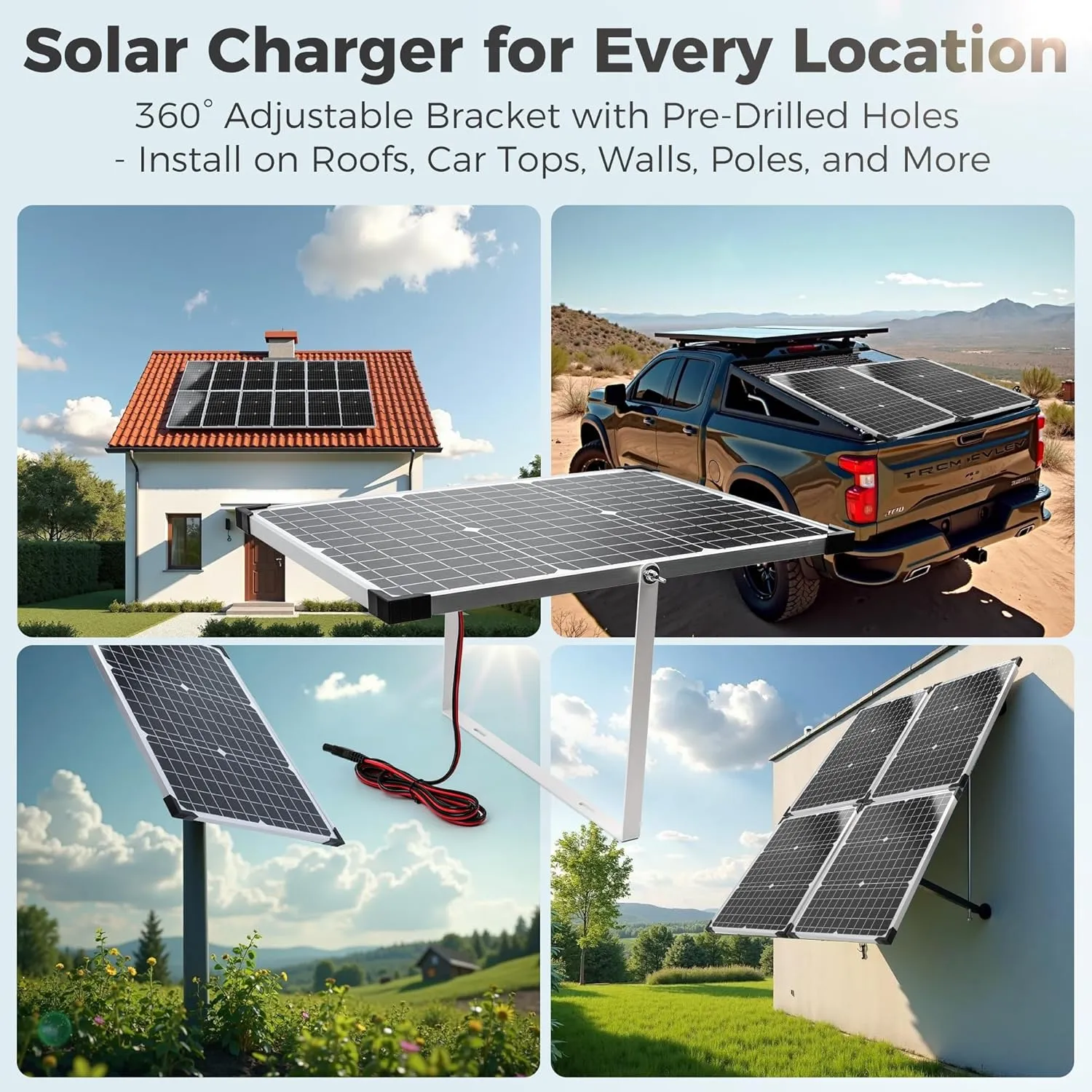 Solar Panel Kit 30W 12V, Solar Battery Trickle Charger Maintainer, Waterproof Solar Panel   Upgrade Charge Controller   Adjustable Mount Bracket for Boat RV Motorcycle Marine