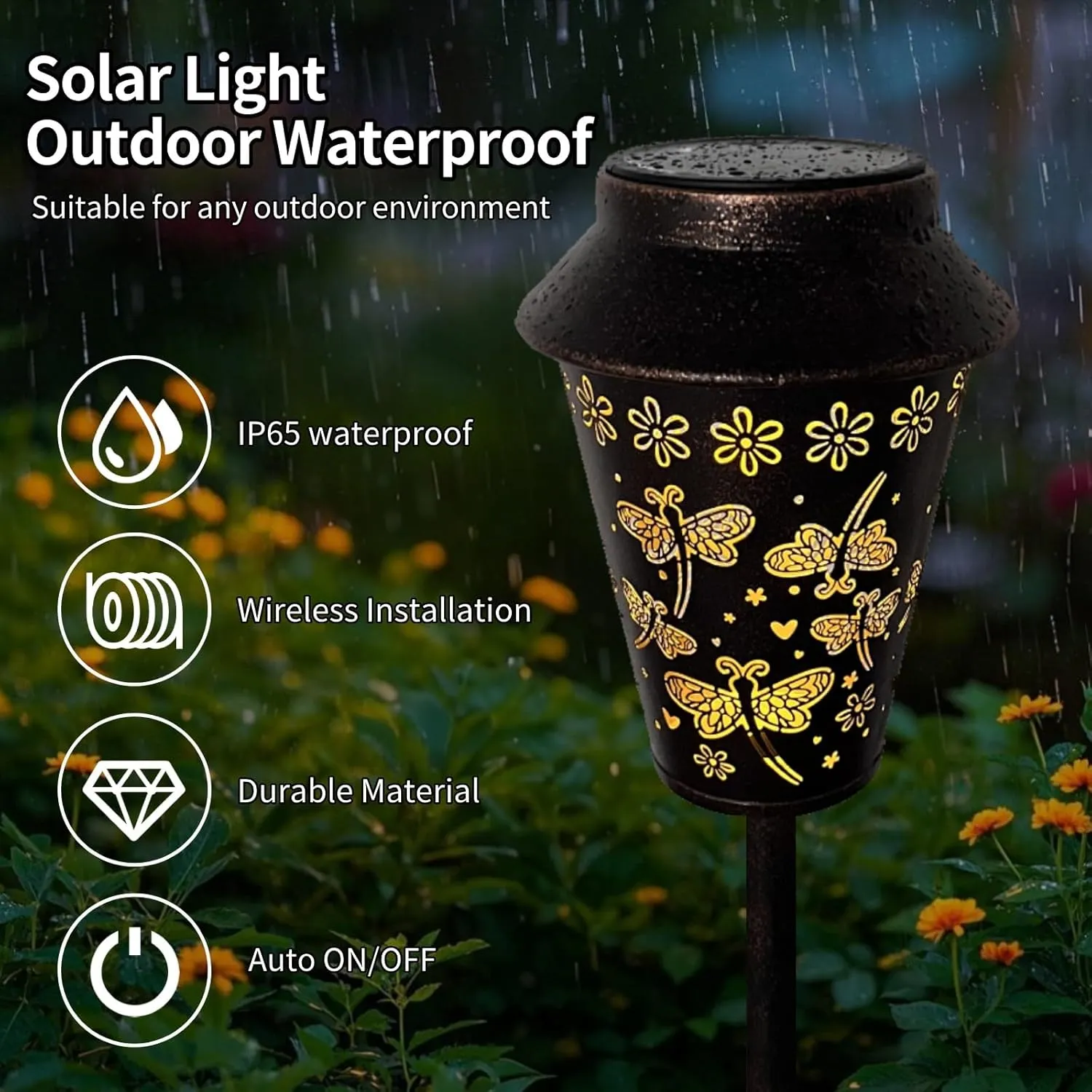 Solar Pathway Lights, Dragonfly Metal Copper Lantern for Yard, Garden, Walkway, Lawn and Patio Decor, Outdoor Waterproof Landscape Lighting Gifts for Women, Mom, Grandma