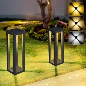 Solar Patio Floor Lamp Outdoor, 2 Pack Solar Landscape Path Lights with 3 Light Modes, Garden Decorations Waterproof 12H Endurance Cordless Landscaping for Porch Lawn Yard Backyard (Black)