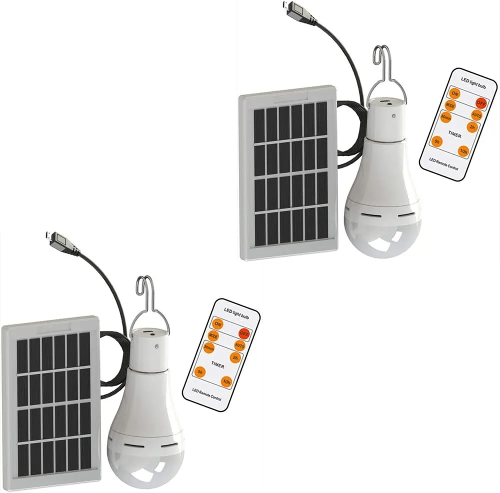 Solar Powered Led Light Bulb - Portable USB Charge Lantern Lamp Spotlight Indoor Office Kitchen Reading with Solar Panel for Outdoor Hiking Camping Tent Fishing Lighting (8pcs)