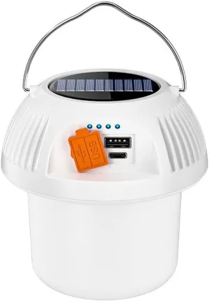 Solar Powered Outdoor Portable Rechargeable Waterproof Camping Tent Handheld Light Emergency Light Reading Light Flashlight for Backpacks and Hiking