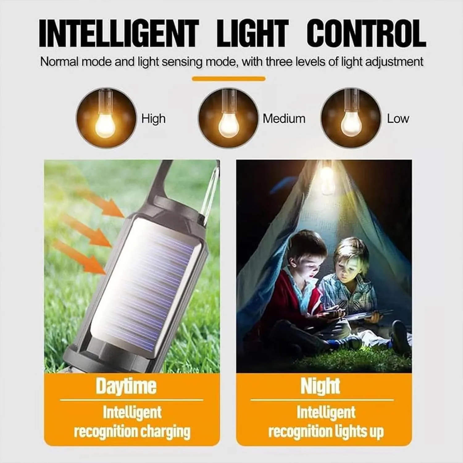 Solar Rechargeable Hooked Camping Light, 2025 New Solar Tent Lights USB Rechargeable LED Camping Lantern, Multi-Functional Waterproof, for Power Outages, Hiking, Campsites (Spherical,3 Pcs)