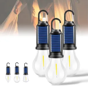 Solar Rechargeable Hooked Camping Light, 2025 New Solar Tent Lights USB Rechargeable LED Camping Lantern, Multi-Functional Waterproof, for Power Outages, Hiking, Campsites (Spherical,3 Pcs)