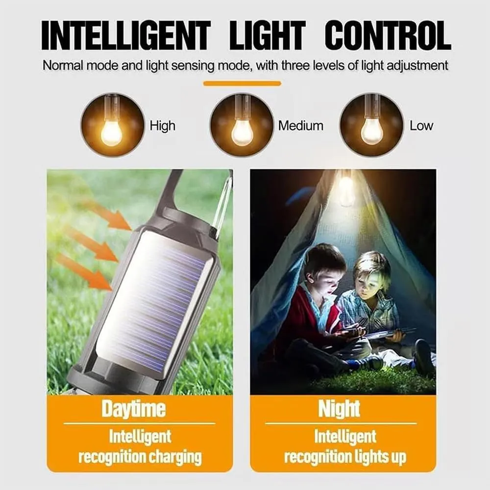 Solar Rechargeable Hooked Camping Light, Shineshore LED Solar Tent Lights Battery Powered with Clip Hook, Portable Outdoor Waterproof Emergency Light Bulb for Hiking, Camping, Fishing (Tapered, 4)