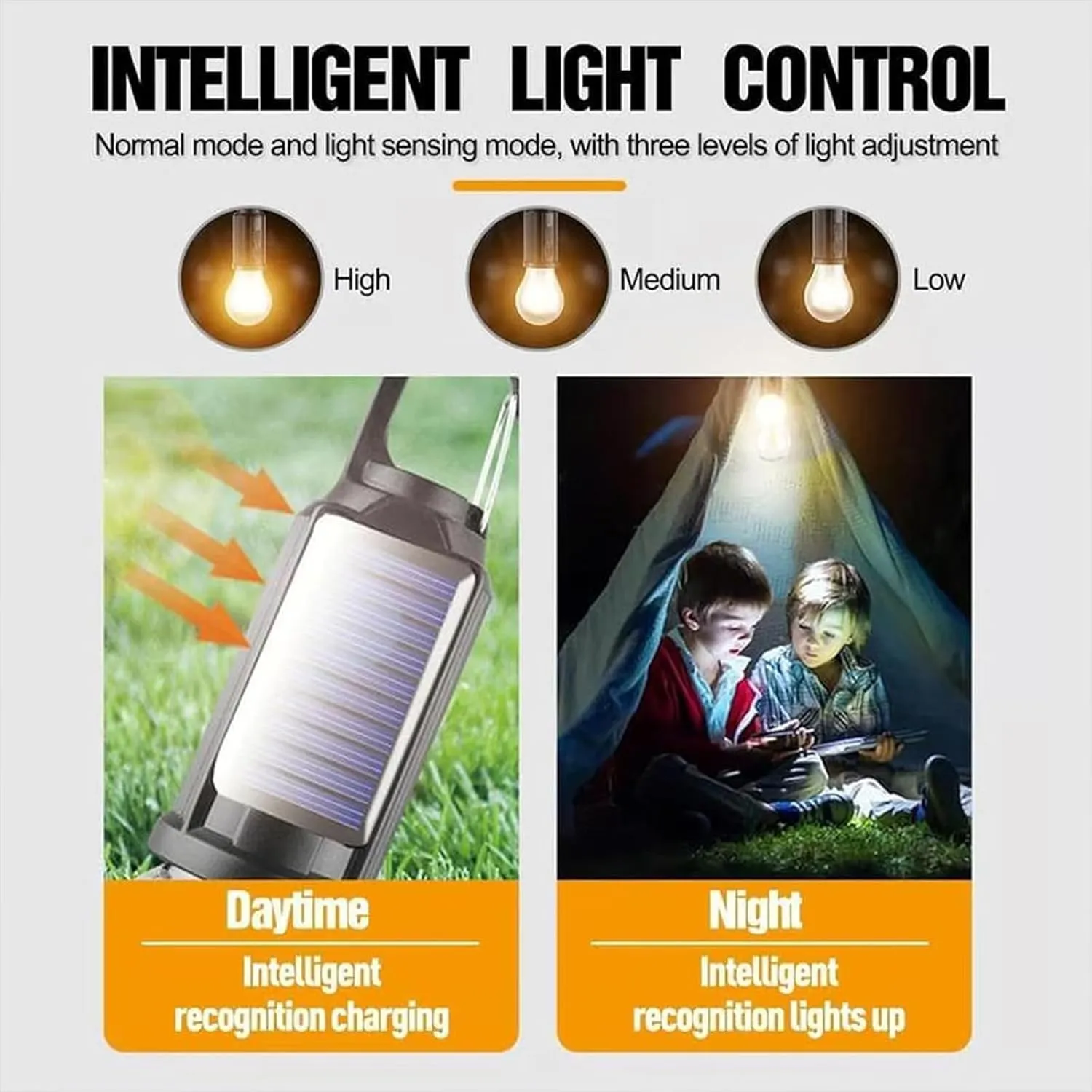 Solar Rechargeable Hooked Camping Light, Solar Camping Lantern, 3 Light Modes, Portable Outdoor Waterproof Emergency Light Bulb for Hiking, Camping, Fishing, Emergency (Flat Bottom 4)