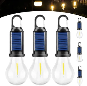 Solar Rechargeable Hooked Camping Light, Solar Tent Lights USB Rechargeable Camping Lights, Portable Tent Lights LED Lamp Waterproof for Camping, Hiking (C 3PCS)