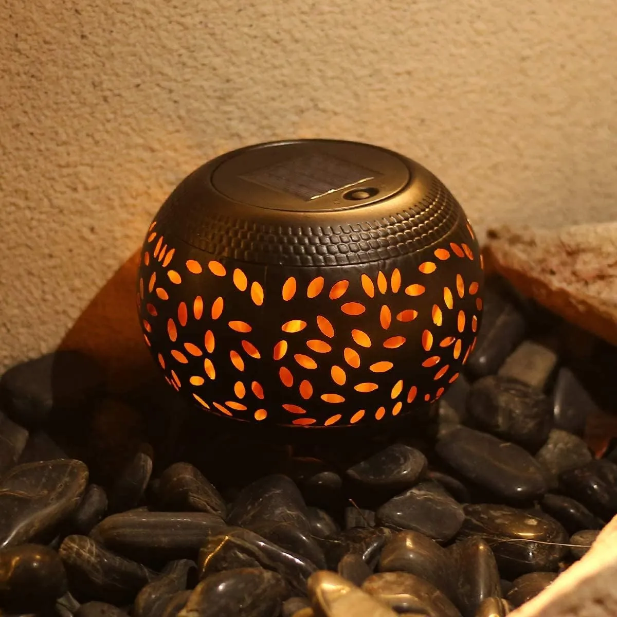 Solar Table Lights Outdoor Waterproof - Dancing Flickering Flame Lamp Black Metal Tabletop Light Solar Powered Decorative Lighting Lantern for Desk Bedroom Patio Garden Pathway Yard 1 Pack