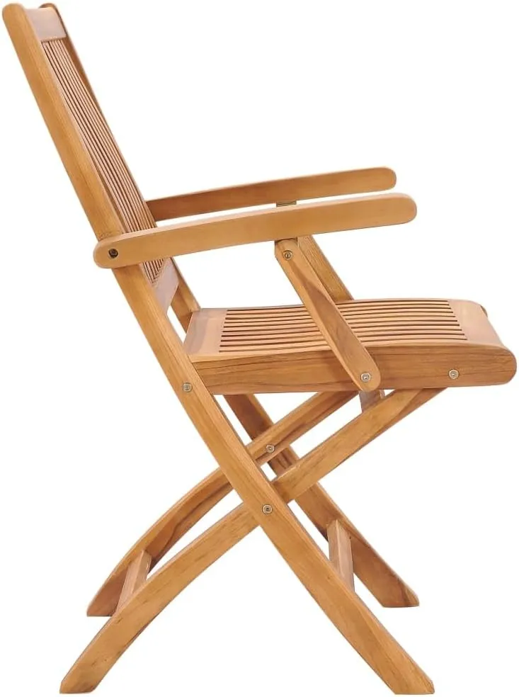 Solid Teak Wood Folding Patio Chairs 2 Pack, Outdoor Furniture Foldable Lounge Chairs with Sanded Finish for Garden Poolside Beach Camping and Backyard