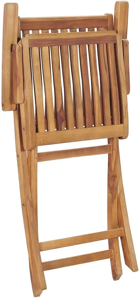 Solid Teak Wood Folding Patio Chairs 2 Pack, Outdoor Furniture Foldable Lounge Chairs with Sanded Finish for Garden Poolside Beach Camping and Backyard