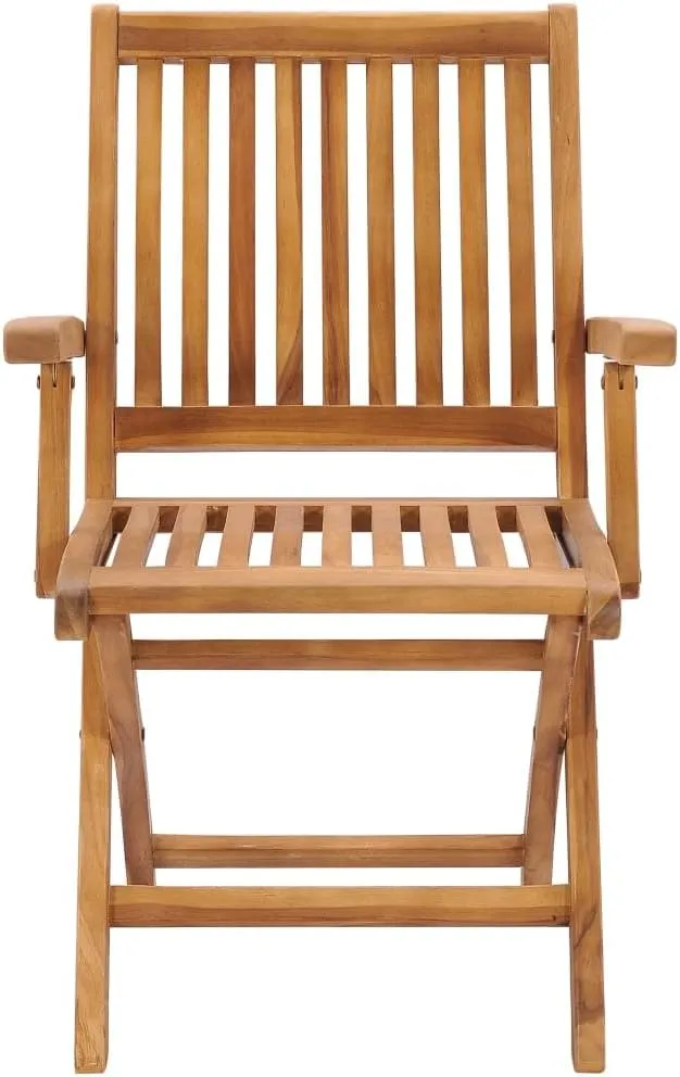 Solid Teak Wood Folding Patio Chairs 2 Pack, Outdoor Furniture Foldable Lounge Chairs with Sanded Finish for Garden Poolside Beach Camping and Backyard