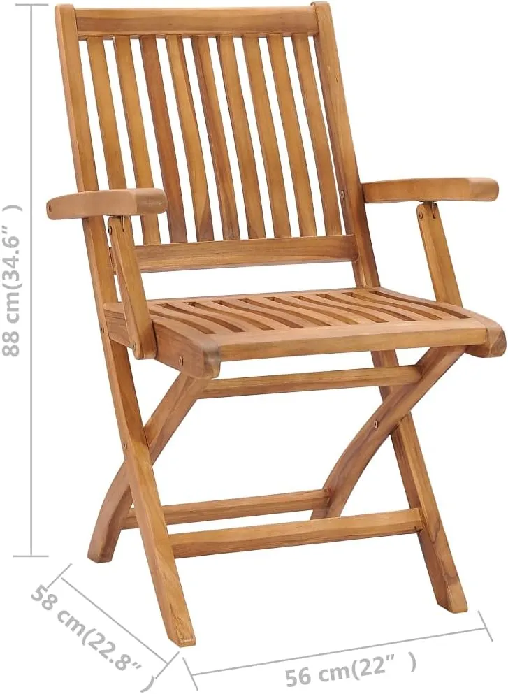 Solid Teak Wood Folding Patio Chairs 2 Pack, Outdoor Furniture Foldable Lounge Chairs with Sanded Finish for Garden Poolside Beach Camping and Backyard