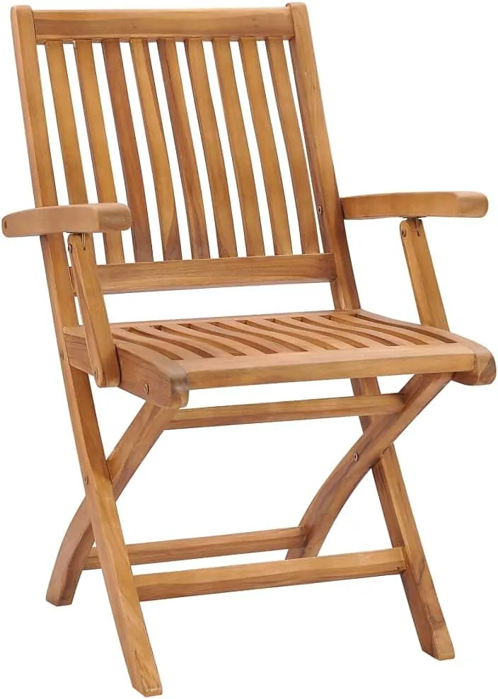 Solid Teak Wood Folding Patio Chairs 2 Pack, Outdoor Furniture Foldable Lounge Chairs with Sanded Finish for Garden Poolside Beach Camping and Backyard