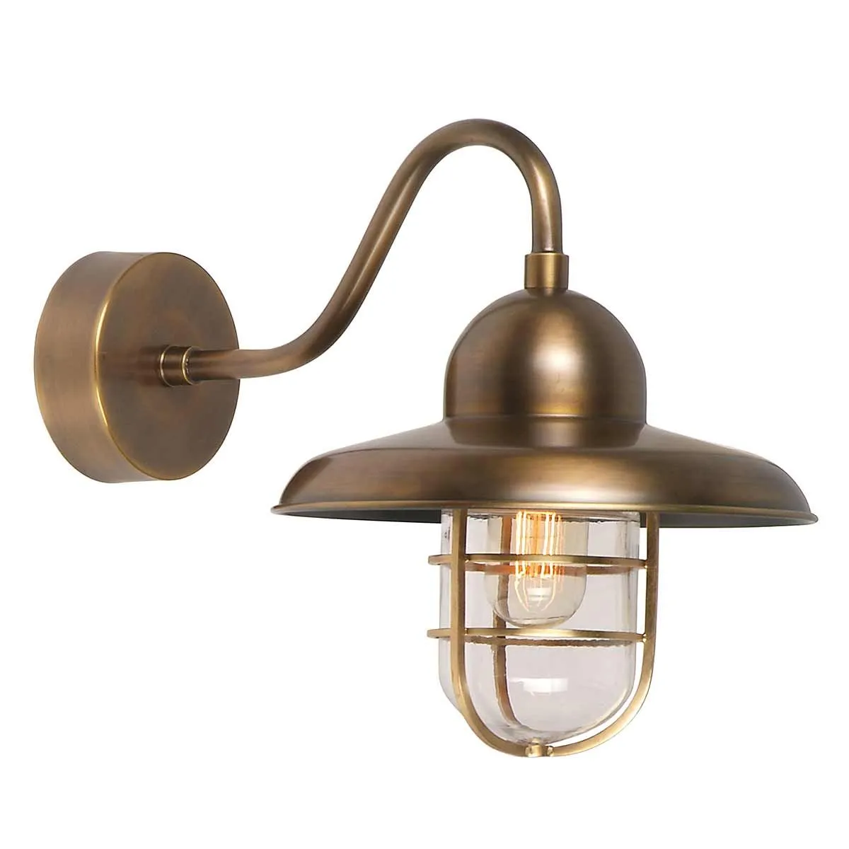 Somerton 1 Light Wall Lantern | Aged Brass