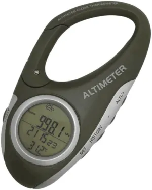 Sosoport Handheld Altitude Meter Barometer for Hiking Camping Car Lightweight Carabiner Thermometer for Outdoor Activities