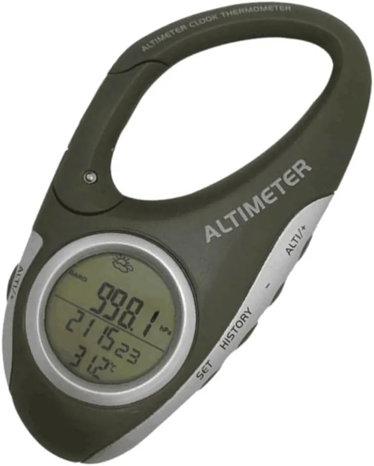 Sosoport Handheld Altitude Meter Barometer for Hiking Camping Car Lightweight Carabiner Thermometer for Outdoor Activities