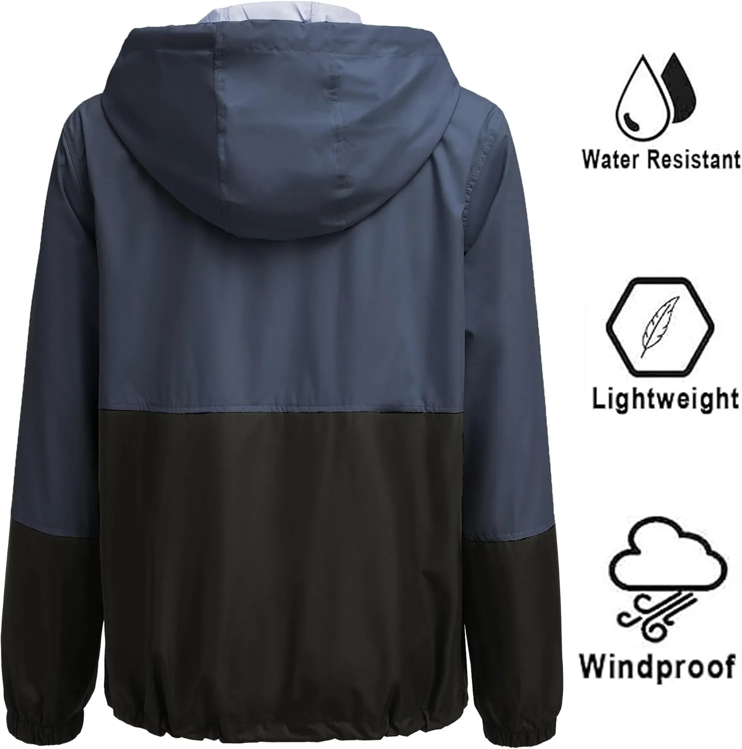 SoTeer Women's Waterproof Raincoat Outdoor Hooded Rain Jacket Windbreaker S-XXXL
